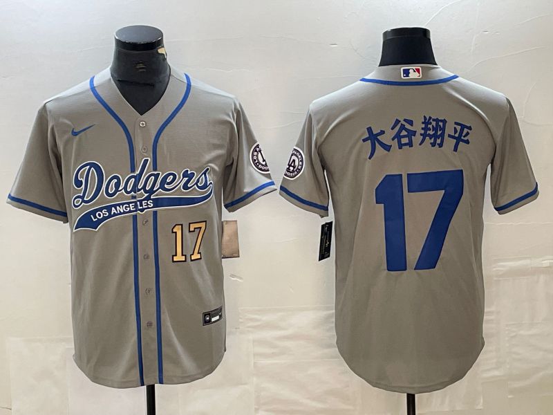 Men Los Angeles Dodgers #17 Ohtani Grey Nike Game MLB Jersey style 11->los angeles dodgers->MLB Jersey